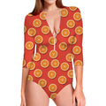 Orange Slices Pattern Print Long Sleeve Swimsuit