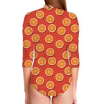 Orange Slices Pattern Print Long Sleeve Swimsuit