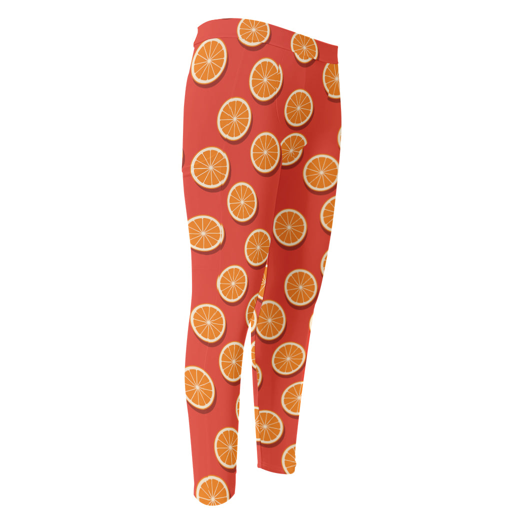 Orange Slices Pattern Print Men's Compression Pants