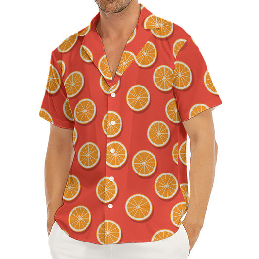 Orange Slices Pattern Print Men's Deep V-Neck Shirt
