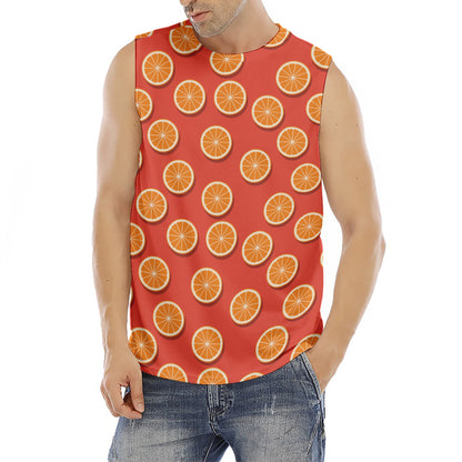 Orange Slices Pattern Print Men's Fitness Tank Top
