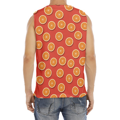 Orange Slices Pattern Print Men's Fitness Tank Top