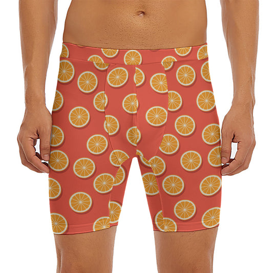 Orange Slices Pattern Print Men's Long Boxer Briefs