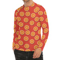 Orange Slices Pattern Print Men's Long Sleeve Rash Guard