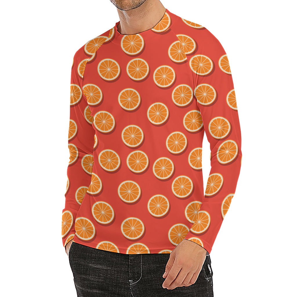 Orange Slices Pattern Print Men's Long Sleeve Rash Guard
