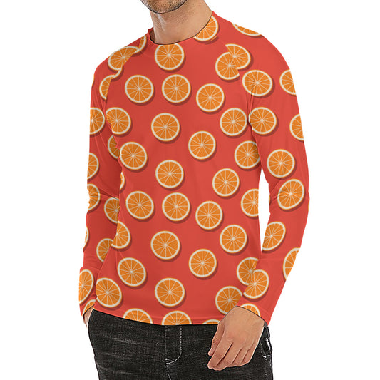 Orange Slices Pattern Print Men's Long Sleeve Rash Guard