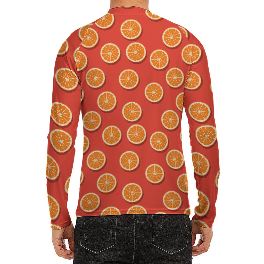 Orange Slices Pattern Print Men's Long Sleeve Rash Guard