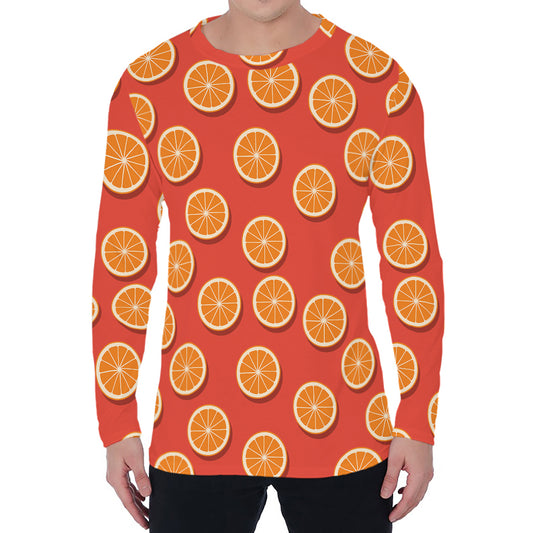 Orange Slices Pattern Print Men's Long Sleeve T-Shirt