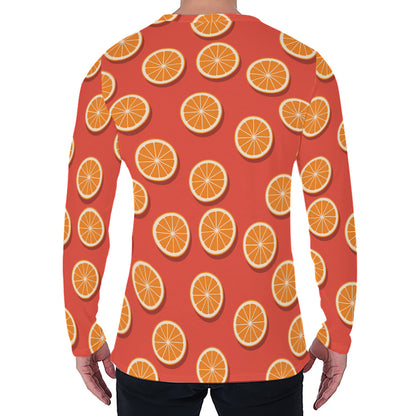 Orange Slices Pattern Print Men's Long Sleeve T-Shirt