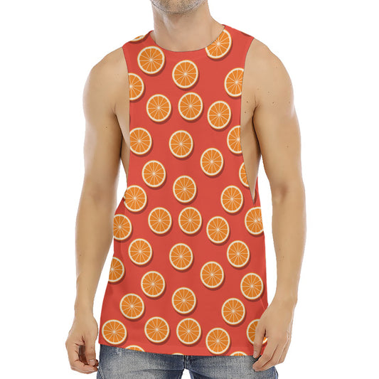 Orange Slices Pattern Print Men's Muscle Tank Top