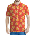 Orange Slices Pattern Print Men's Polo Shirt