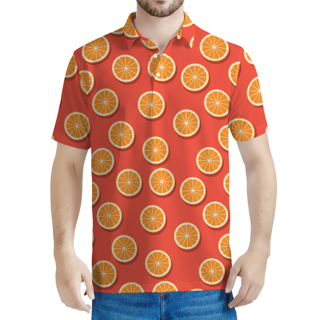 Orange Slices Pattern Print Men's Polo Shirt