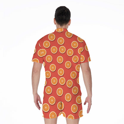 Orange Slices Pattern Print Men's Rompers