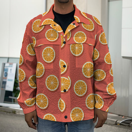 Orange Slices Pattern Print Men's Shirt Jacket