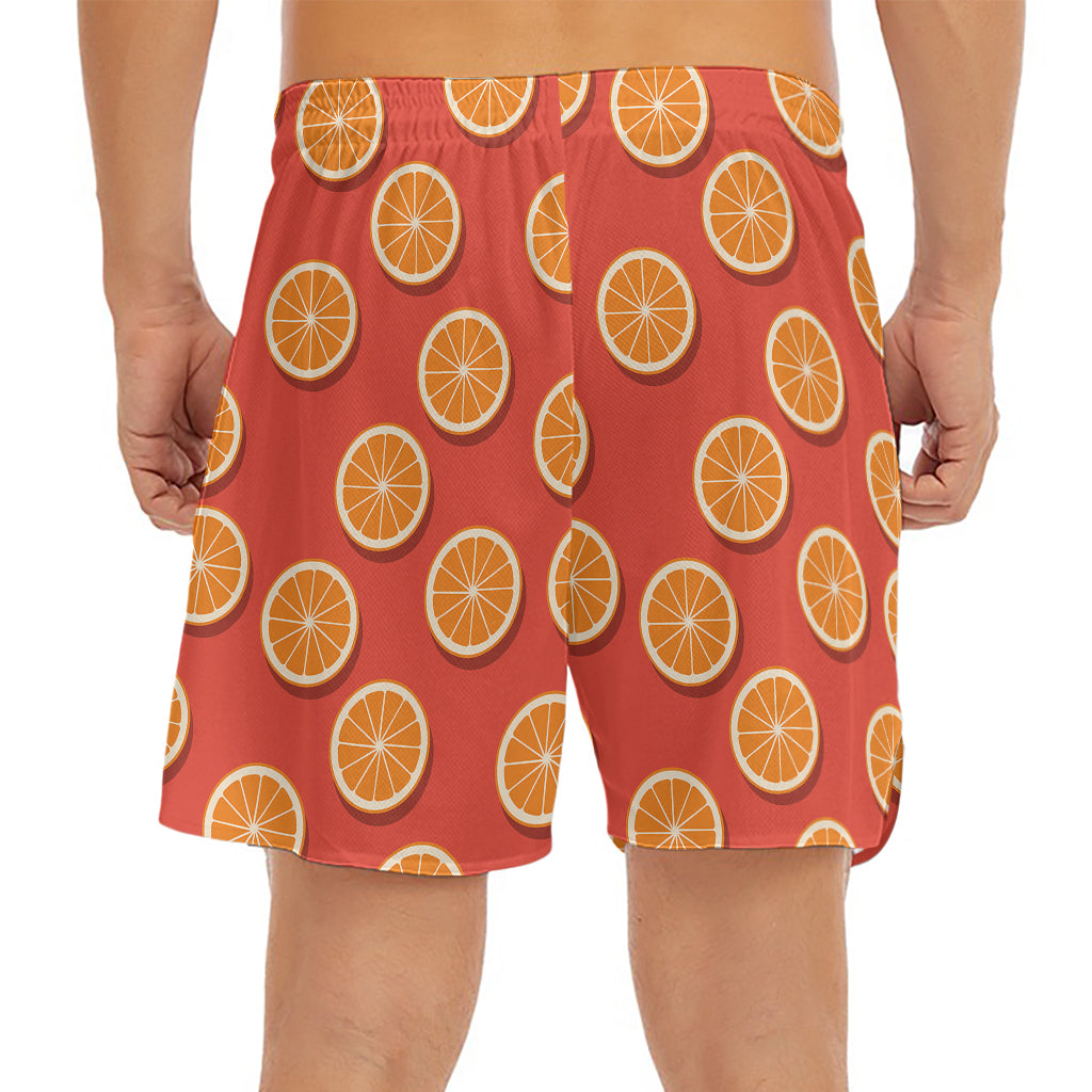 Orange Slices Pattern Print Men's Split Running Shorts