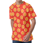 Orange Slices Pattern Print Men's Velvet T-Shirt