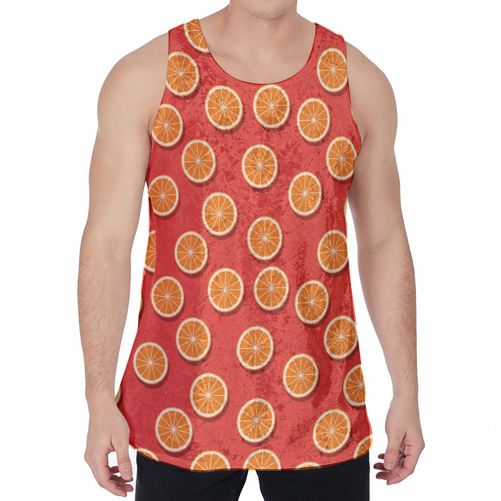 Orange Slices Pattern Print Men's Velvet Tank Top