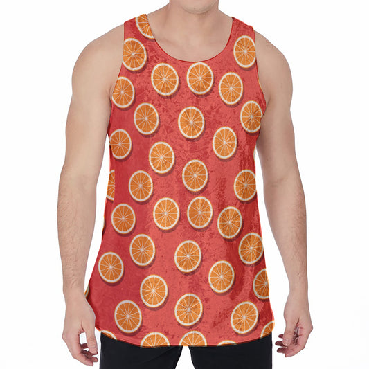 Orange Slices Pattern Print Men's Velvet Tank Top