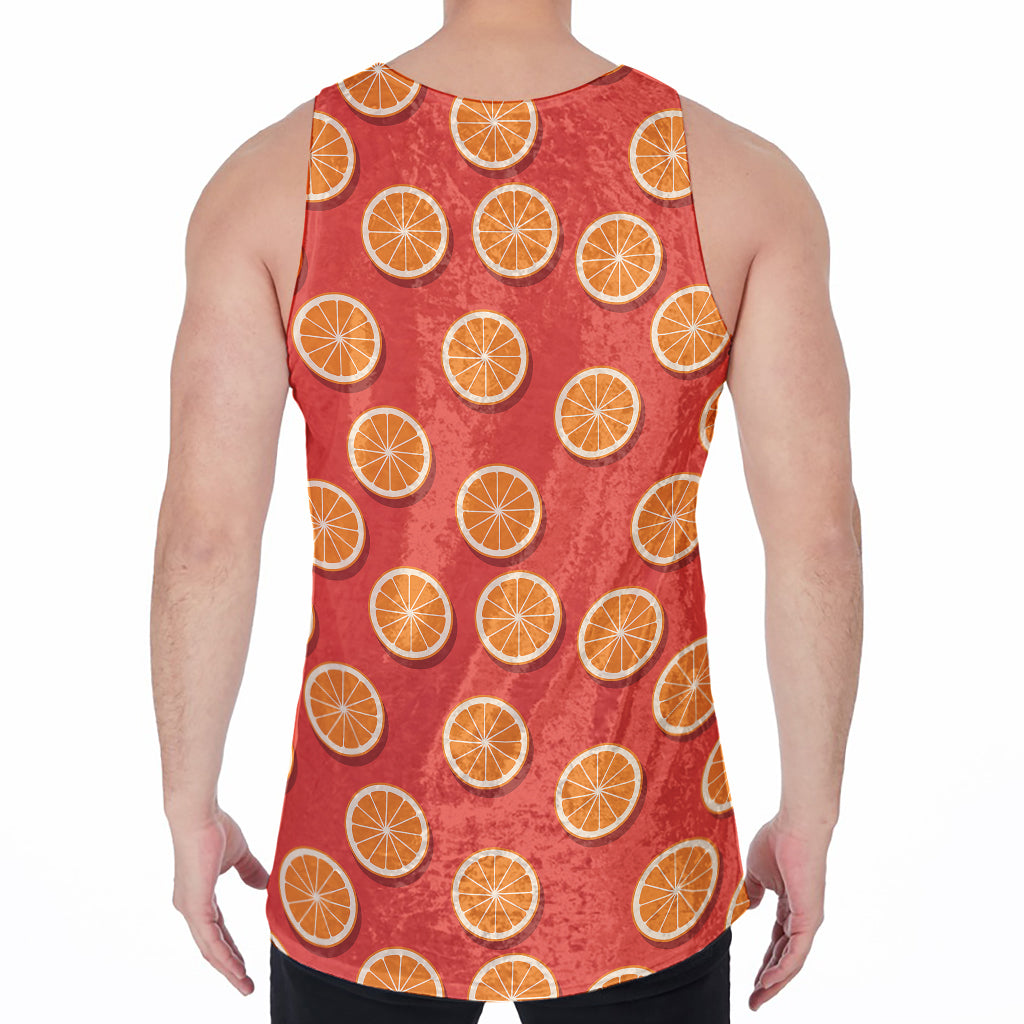 Orange Slices Pattern Print Men's Velvet Tank Top