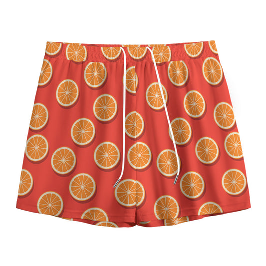Orange Slices Pattern Print Mesh Shorts