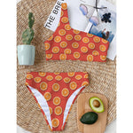 Orange Slices Pattern Print One Shoulder Bikini Top