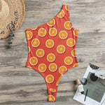 Orange Slices Pattern Print One Shoulder Bodysuit