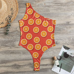 Orange Slices Pattern Print One Shoulder Bodysuit