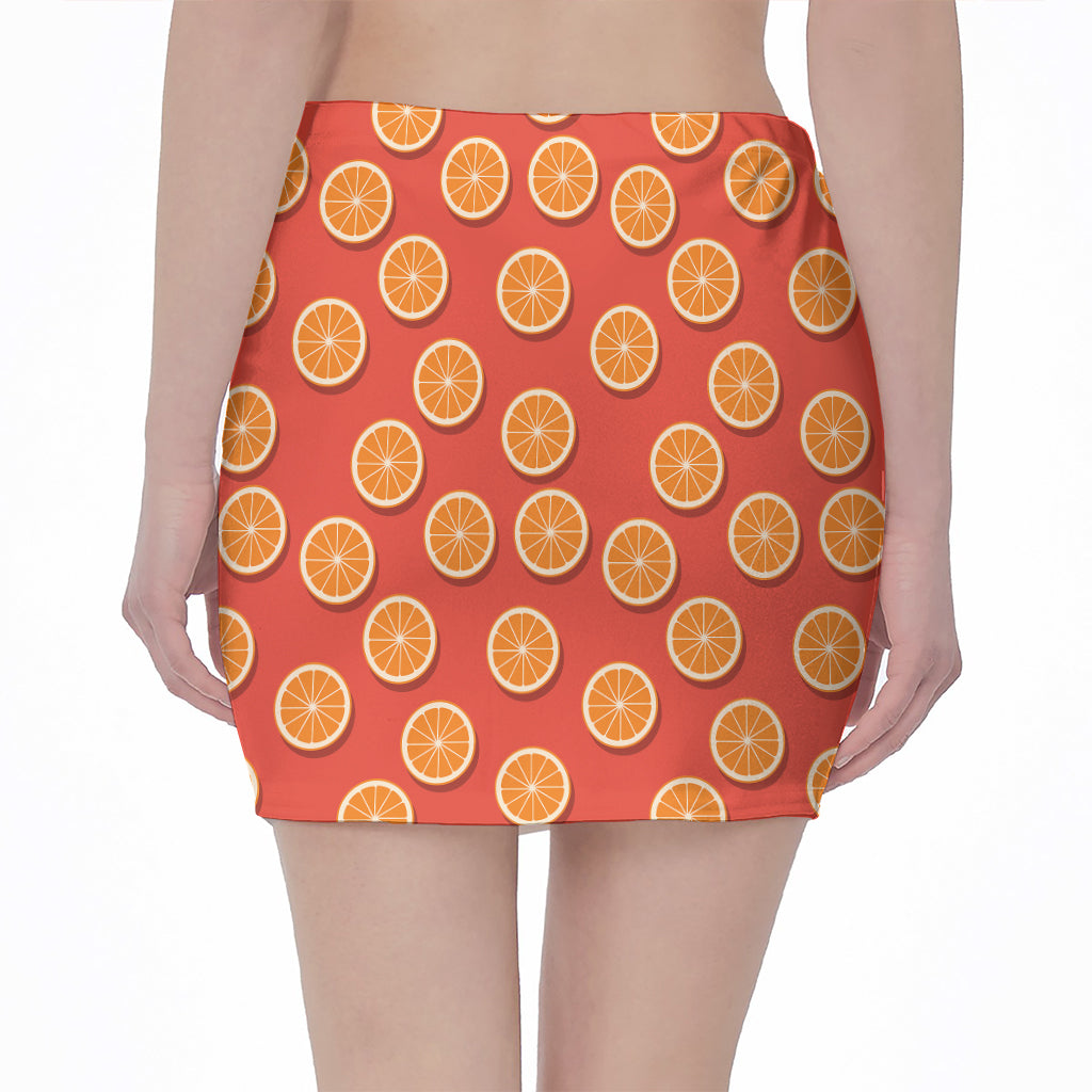 Orange Slices Pattern Print Pencil Mini Skirt