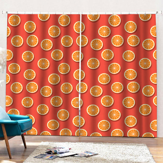 Orange Slices Pattern Print Pencil Pleat Curtains