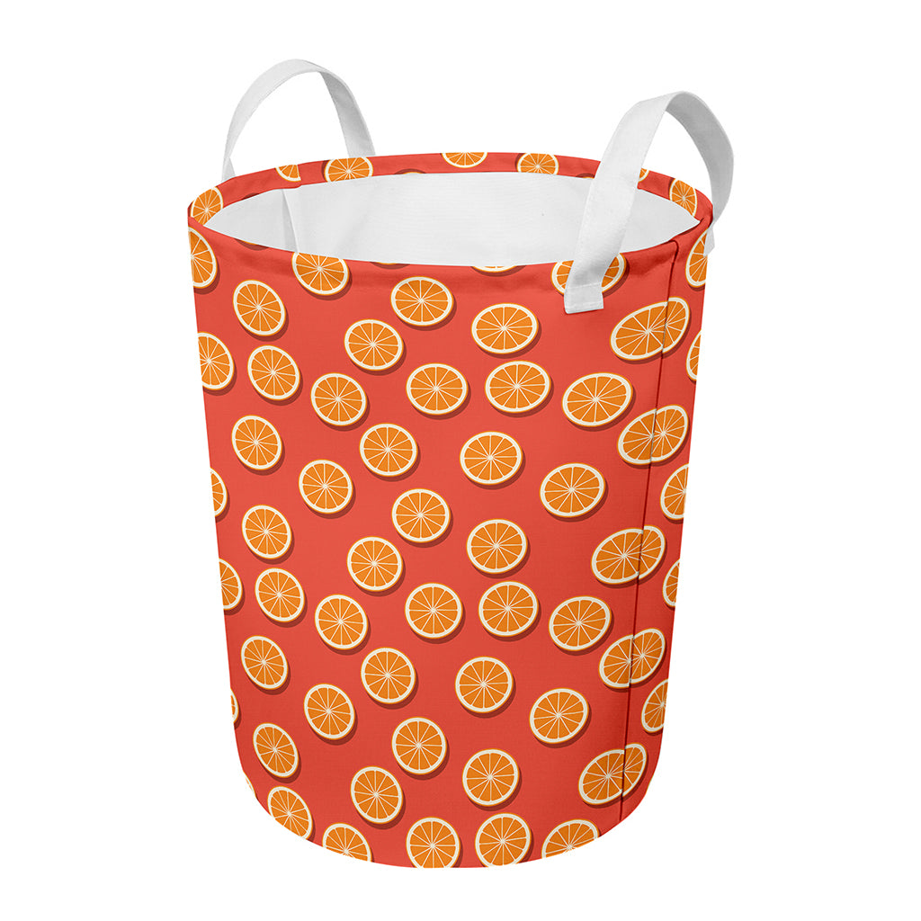 Orange Slices Pattern Print Round Laundry Basket