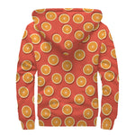 Orange Slices Pattern Print Sherpa Lined Zip Up Hoodie