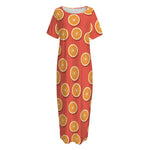 Orange Slices Pattern Print Short Sleeve Long Nightdress