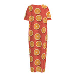 Orange Slices Pattern Print Short Sleeve Long Nightdress