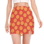 Orange Slices Pattern Print Side Slit Mini Skirt