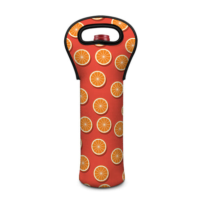 Orange Slices Pattern Print Single Neoprene Wine Tote