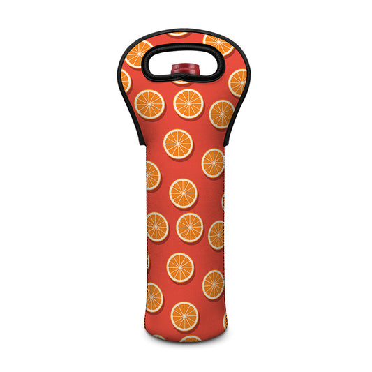 Orange Slices Pattern Print Single Neoprene Wine Tote