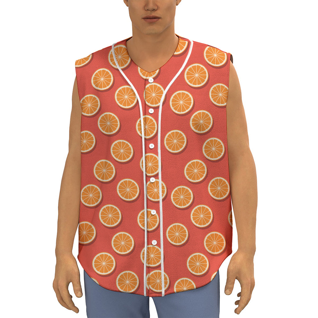 Orange Slices Pattern Print Sleeveless Baseball Jersey