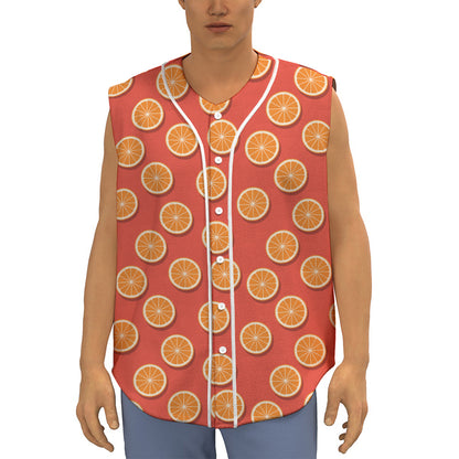 Orange Slices Pattern Print Sleeveless Baseball Jersey