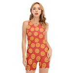 Orange Slices Pattern Print Sleeveless One Piece Swimsuit