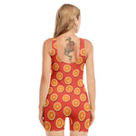 Orange Slices Pattern Print Sleeveless One Piece Swimsuit