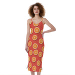 Orange Slices Pattern Print Slim Fit Midi Cami Dress