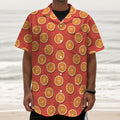 Orange Slices Pattern Print Textured Short Sleeve Shirt