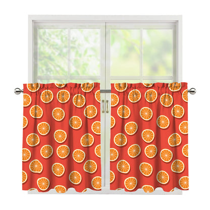 Orange Slices Pattern Print Tier Curtains