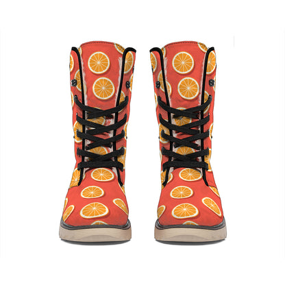 Orange Slices Pattern Print Winter Boots