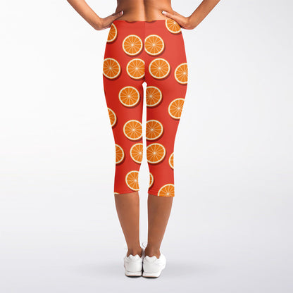 Orange Slices Pattern Print Women's Capri Leggings