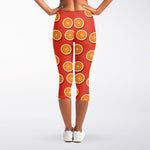 Orange Slices Pattern Print Women's Capri Leggings