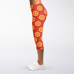 Orange Slices Pattern Print Women's Capri Leggings