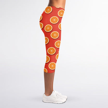 Orange Slices Pattern Print Women's Capri Leggings