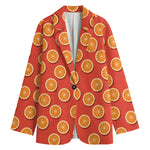 Orange Slices Pattern Print Women's Cotton Blazer