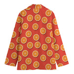Orange Slices Pattern Print Women's Cotton Blazer